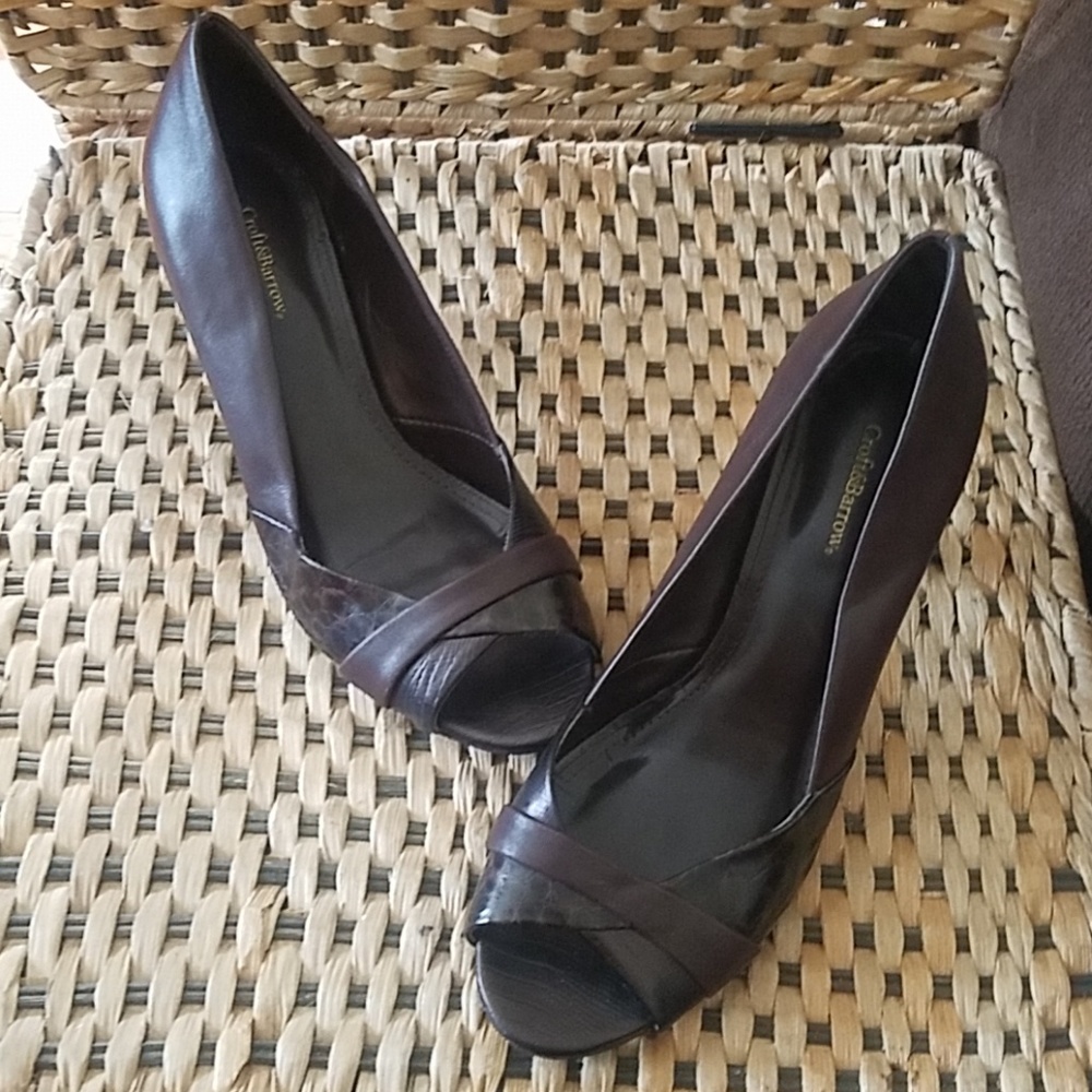 Croft & Barrow Brown Peep Toe Heels